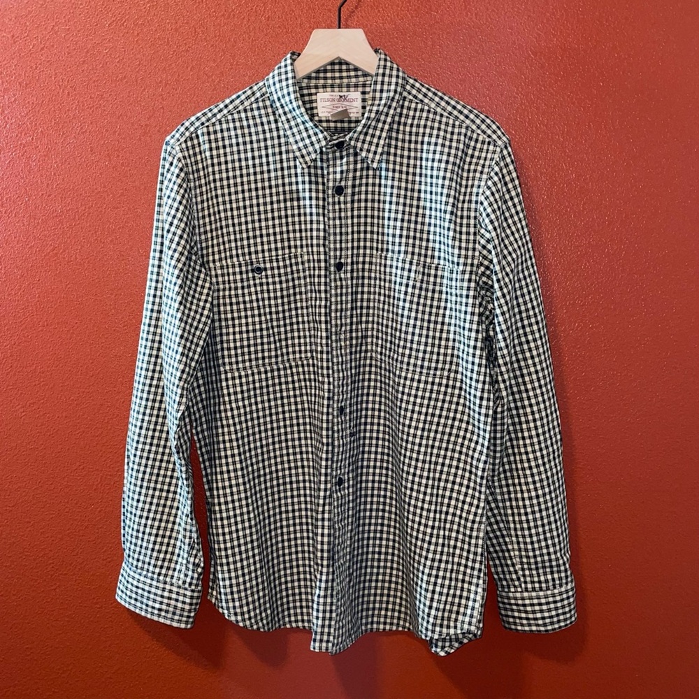 CC Filson Men’s Cotton Picnic Stripped Workwear Long Sleeve Button Down Shirt